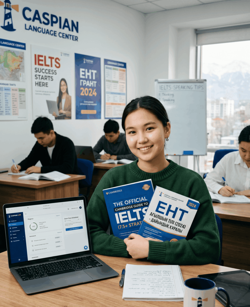 Преподаватель центра Caspian в Алматы объясняет стратегию подготовки к IELTS и ЕНТ по английскому языку