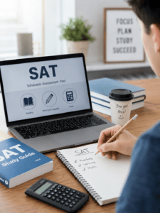 студент готовится к экзамену SAT